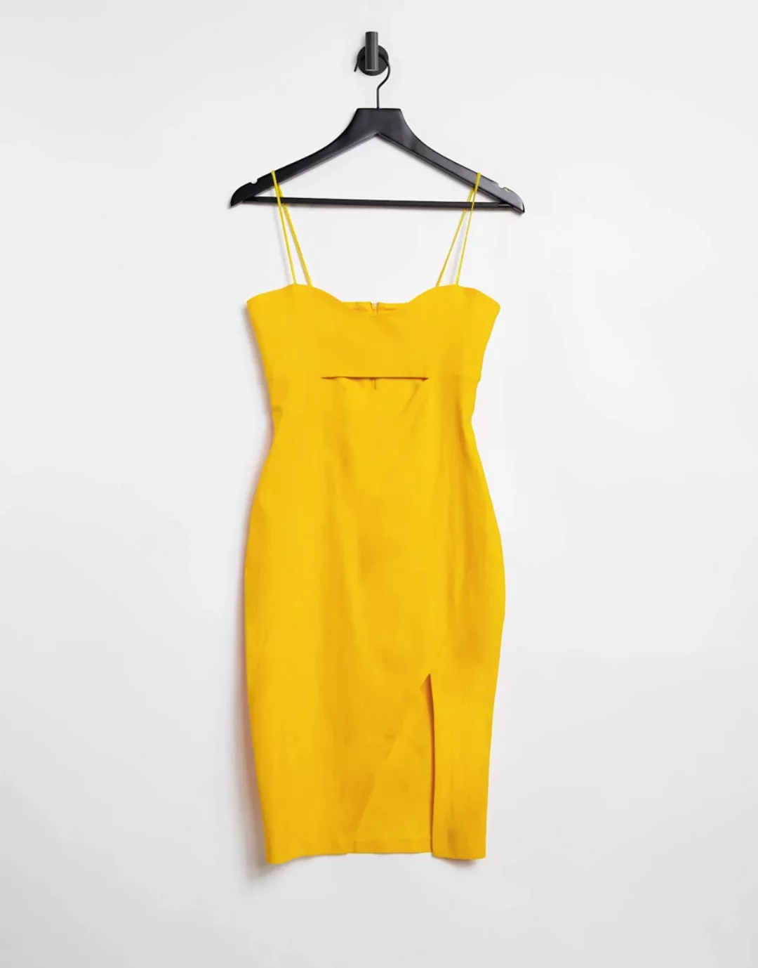 Vesper – Figurbetontes Minikleid mit Oberschenkelschlitz und Zierausschnitt günstig online kaufen