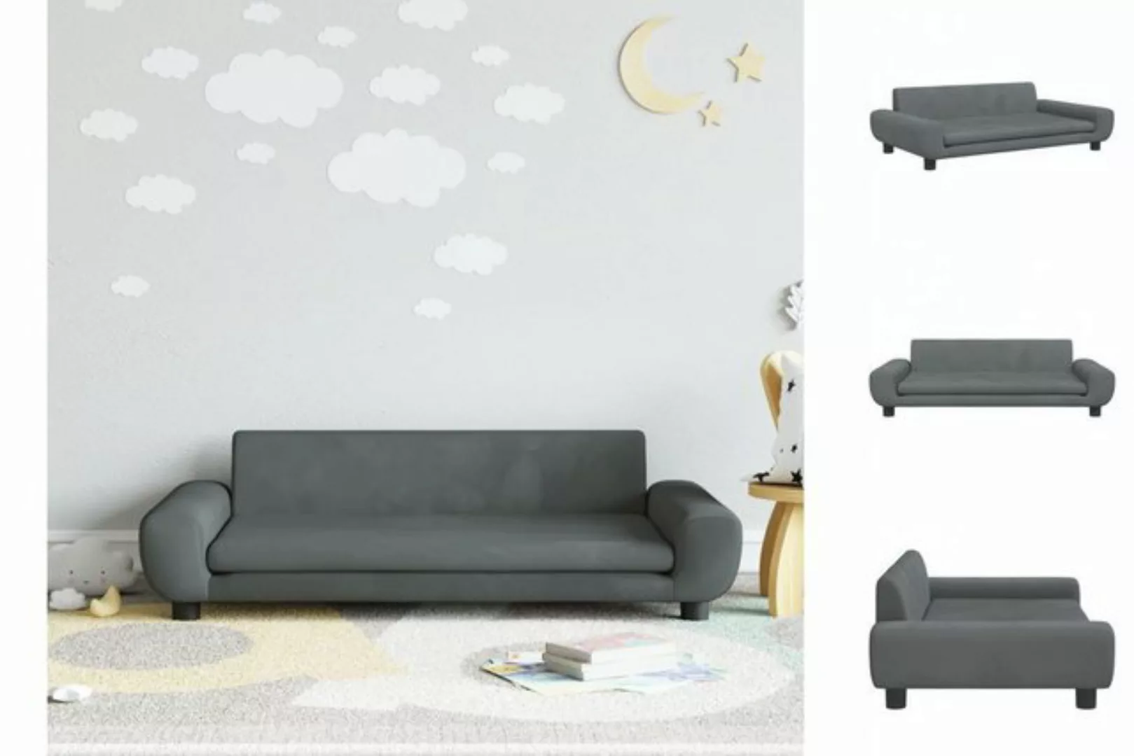 vidaXL Kindersofa Kindersofa Dunkelgrau 100x54x33 cm Samt Kindercouch Kinde günstig online kaufen