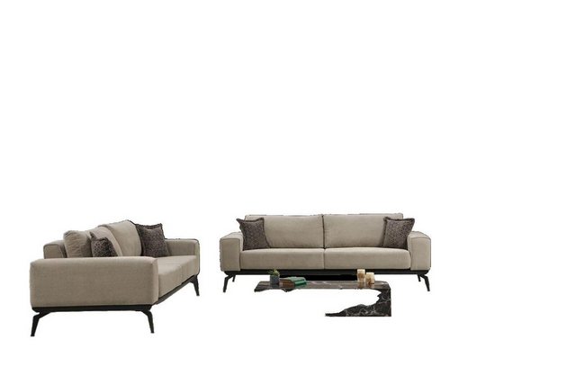 JVmoebel Sofa Beige Stoffsofas Komplette Garnitur Dreisitzer Polstersofas L günstig online kaufen