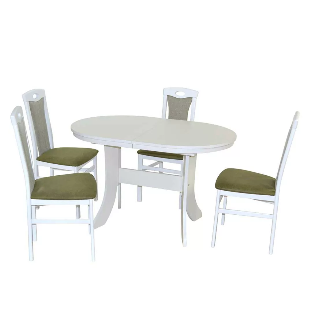 4 Personen Esstisch in Weiß und Grün klassischen Stil (fünfteilig) günstig online kaufen