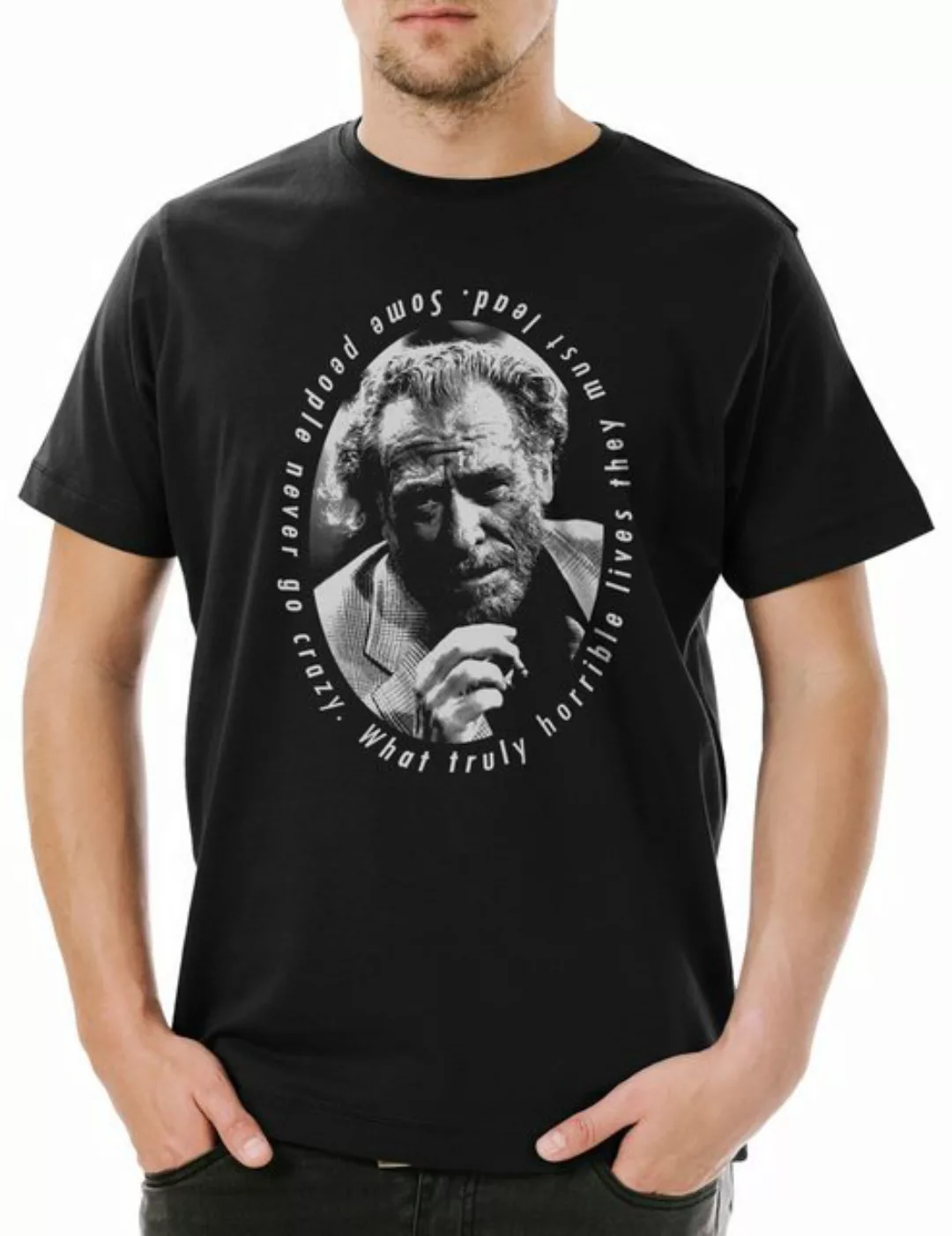 Urban Backwoods Print-Shirt Charles Bukowski Portrait Herren T-Shirt Quote günstig online kaufen