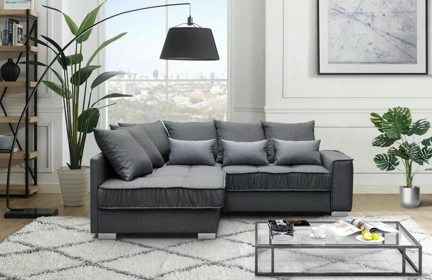 Beautysofa Polsterecke Modern Eckcouch Couch Ralf mit Bettkasten und Schlaf günstig online kaufen