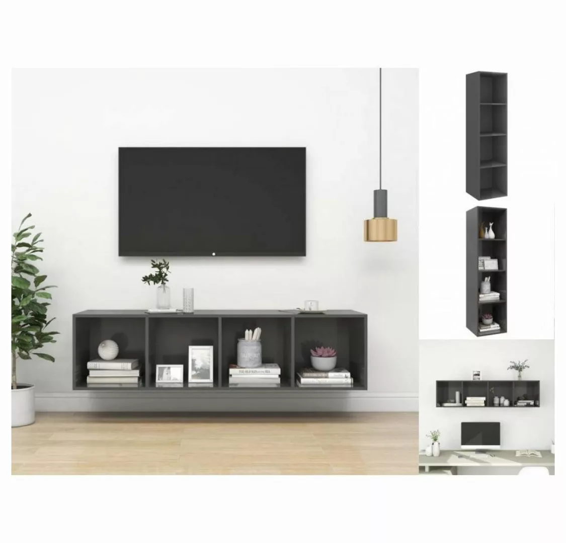 vidaXL TV-Schrank TV-Wandschrank Hochglanz-Grau 37x37x142,5 cm Spanplatte günstig online kaufen