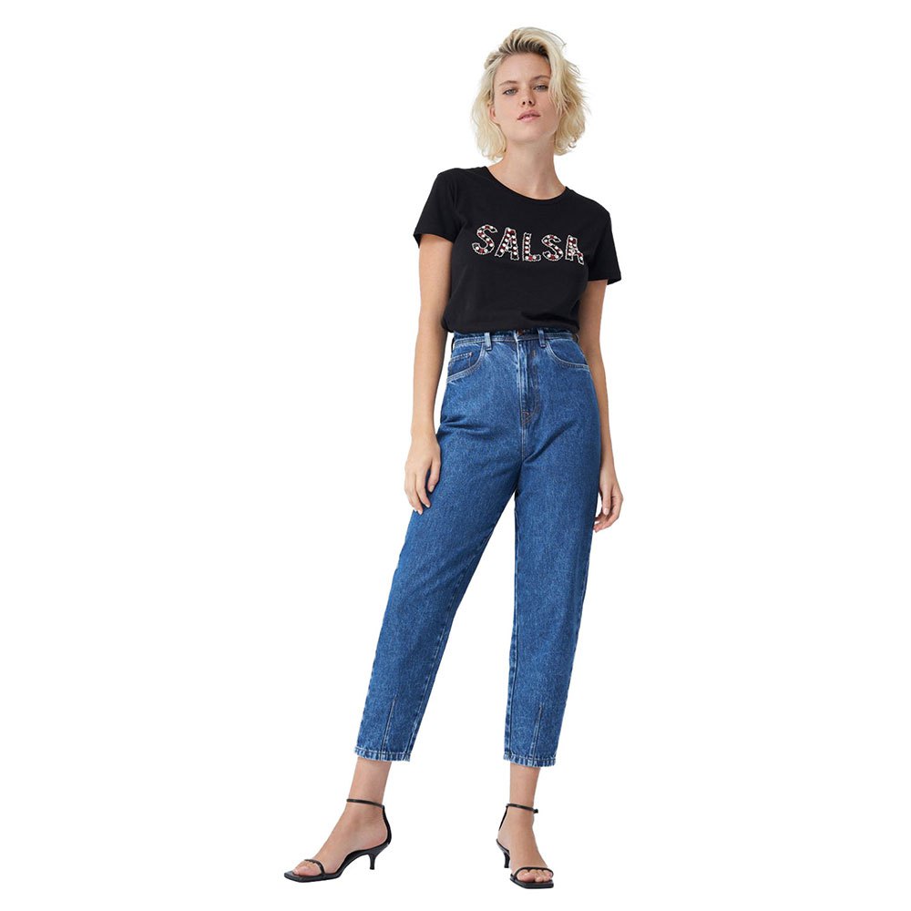 Salsa Jeans 125409-000 / Branding Stone Detail Kurzarm T-shirt M Black günstig online kaufen