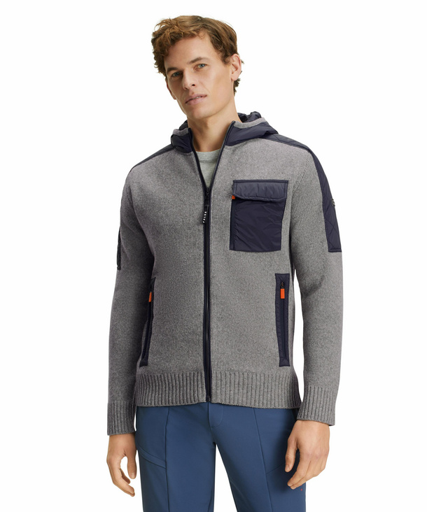 FALKE Herren Cardigan Kapuze, XL, Grau, Schurwolle, 38382-339005 günstig online kaufen