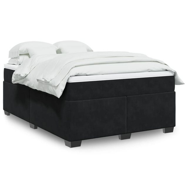 vidaXL Bettgestell Boxspringbett mit Matratze Schwarz 160x200 cm Samt Bett günstig online kaufen