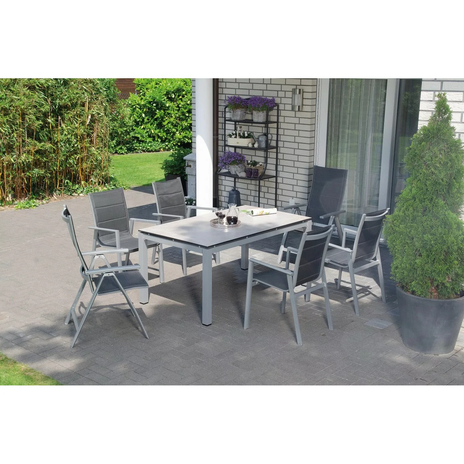 Natur24 Gartenstuhl Klappsessel Concept mit Armlehnen Aluminium Silber günstig online kaufen