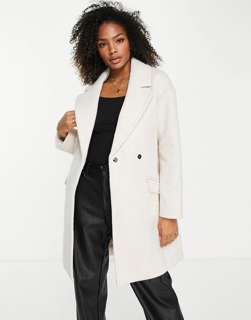 Forever New – Mantel mit Kragen und Taschen in Creme-Neutral günstig online kaufen