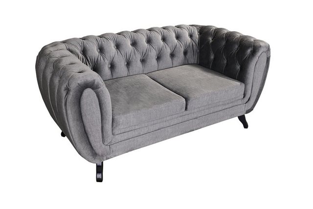 Küchen-Preisbombe Sofa Edles Sofa 2 Sitzer Velours grau Couch Polstersofa W günstig online kaufen