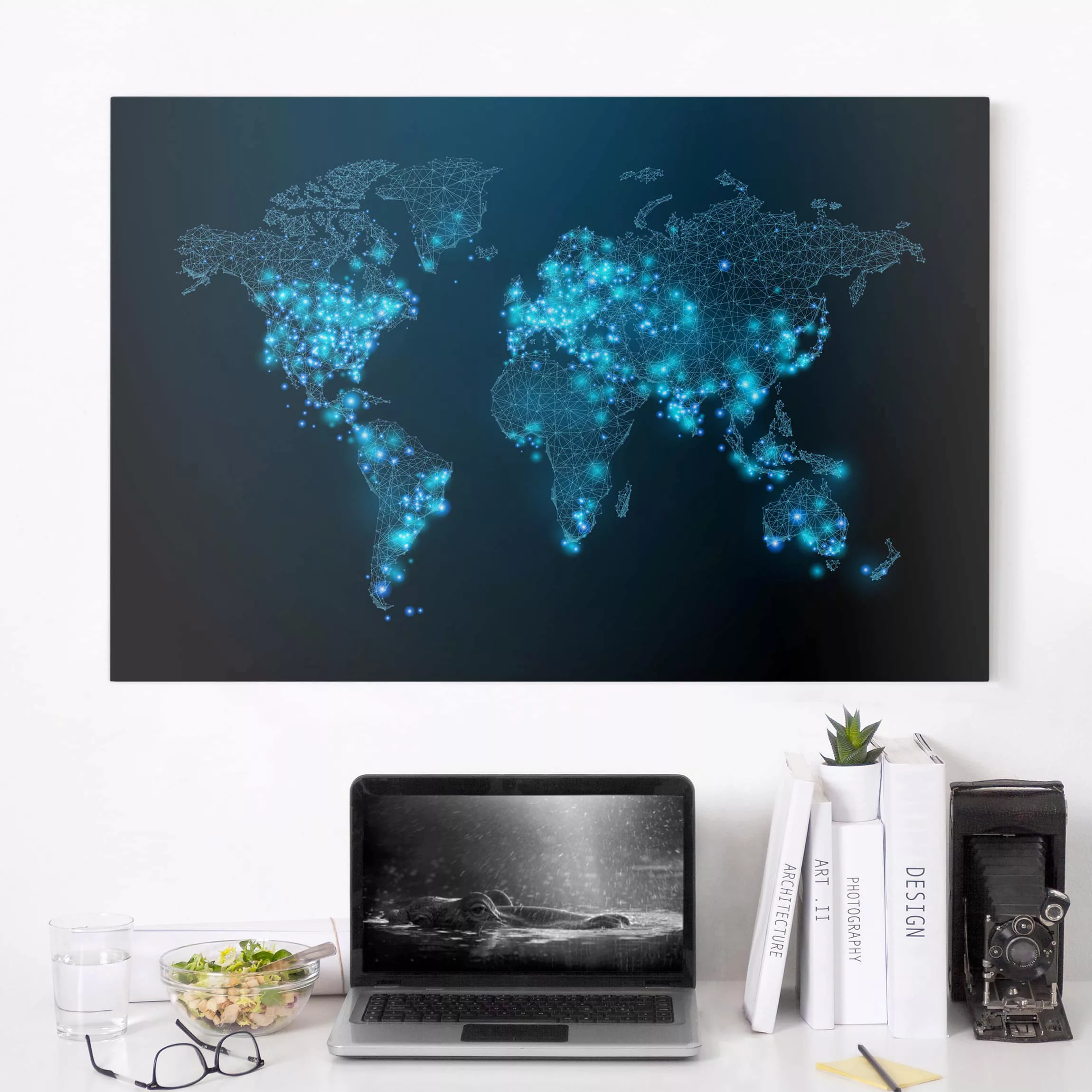 Leinwandbild Weltkarte - Querformat Connected World Weltkarte günstig online kaufen