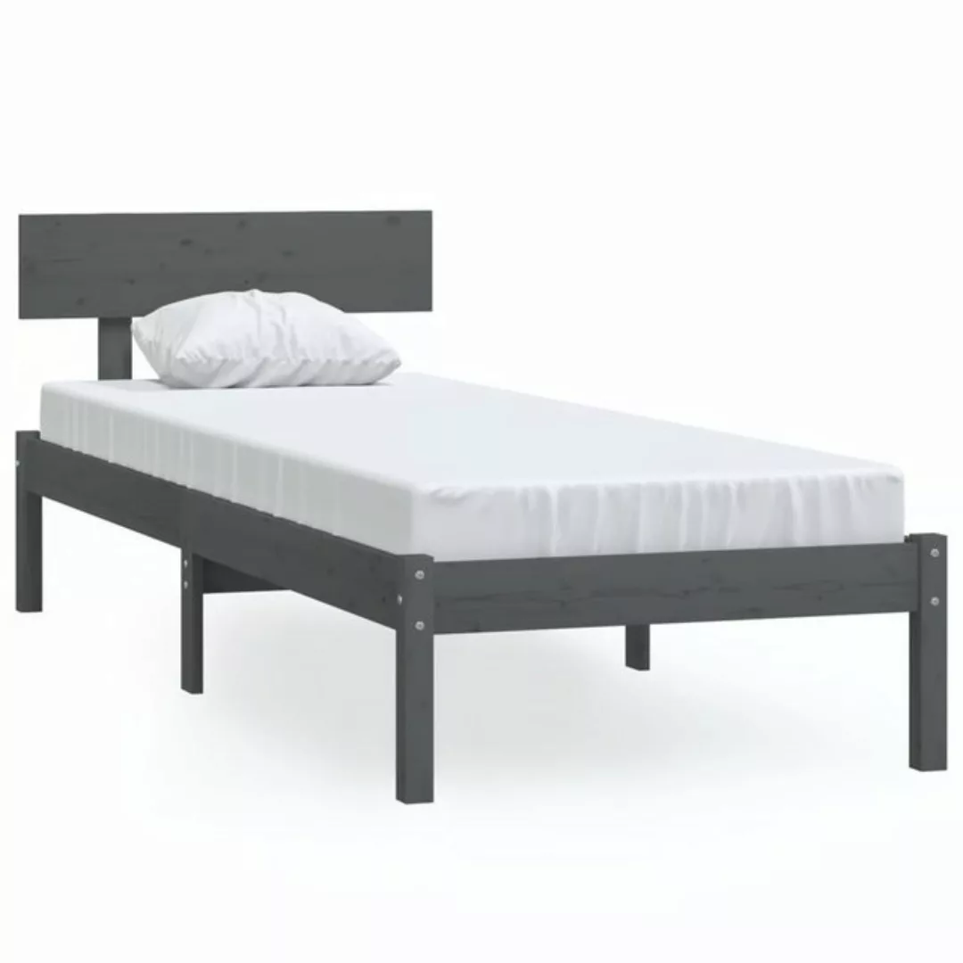 vidaXL Bett Massivholzbett Grau Kiefer 100x200 cm günstig online kaufen