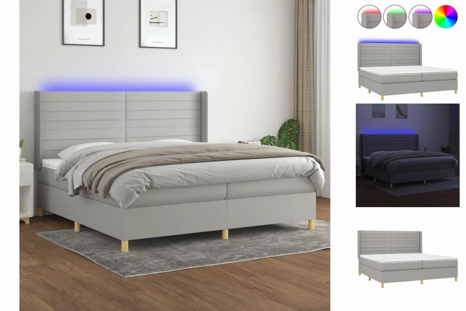 vidaXL Boxspringbett Bett Boxspringbett mit Matratze und LED Stoff (200 x 2 günstig online kaufen