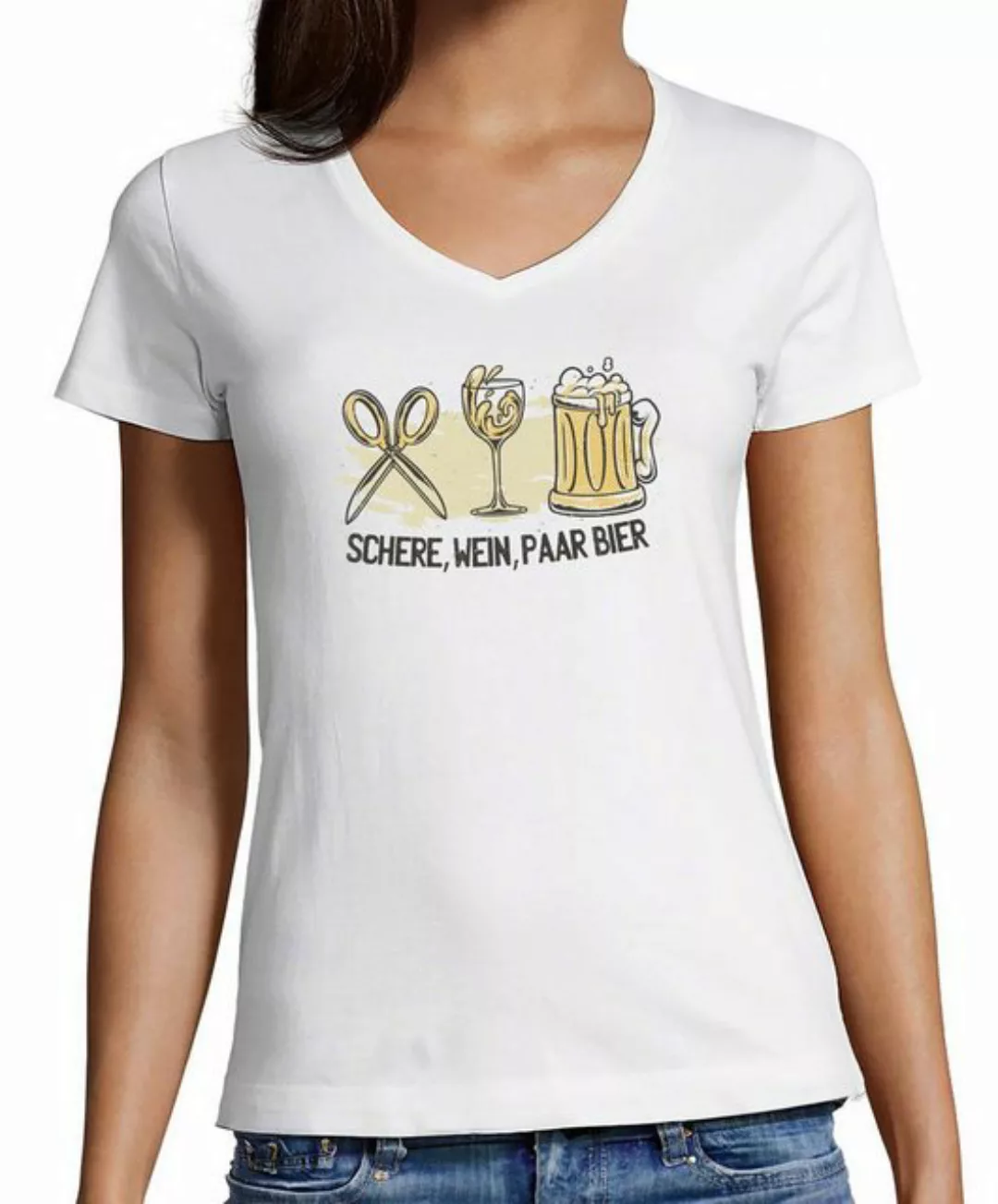 MyDesign24 T-Shirt Damen Party T-Shirt - Party T-Shirt Schere, Wein, Paar B günstig online kaufen