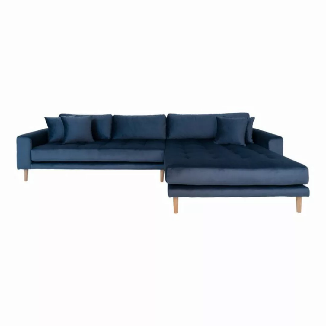 House Nordic Ecksofa Lido, in Dunkelblau, Velour - 290x76x92cm (BxHxT) günstig online kaufen