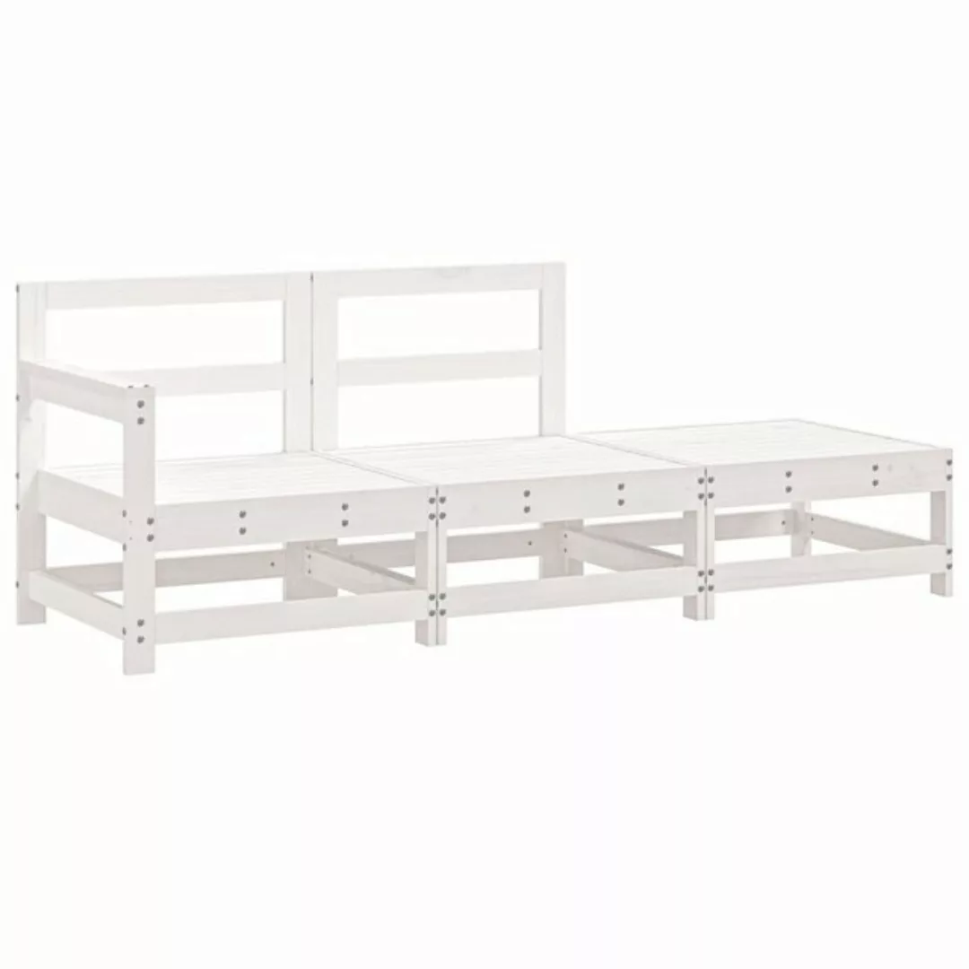 vidaXL Sofaelement 3-tlg. Garten-Lounge-Set Weiß Massivholz Kiefer (1 St) günstig online kaufen