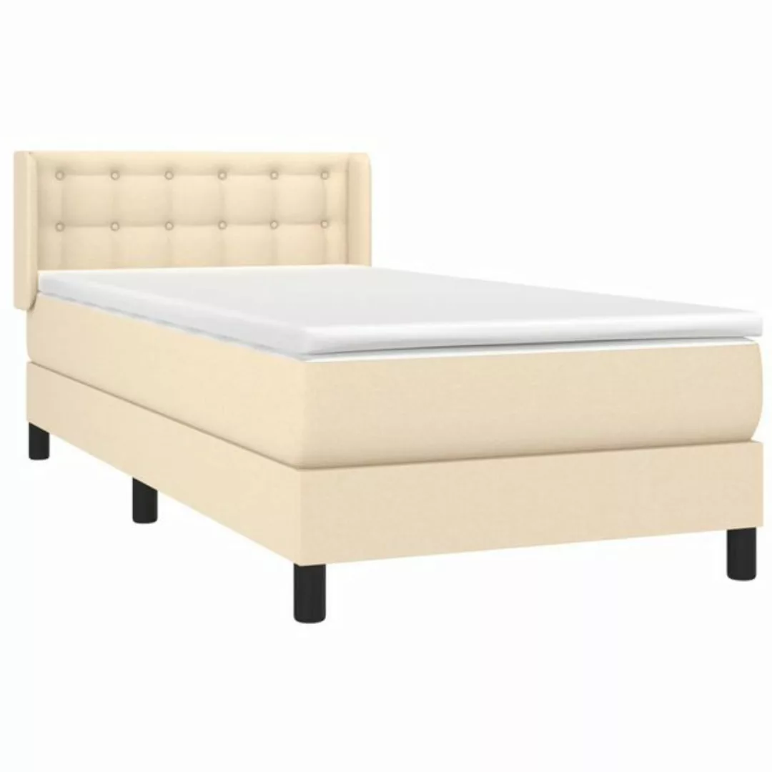 vidaXL Boxspringbett Boxspringbett mit Matratze Creme 100x200 cm Stoff Bett günstig online kaufen