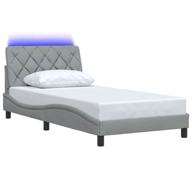 vidaXL Bett Bettgestell mit LED ohne Matratze Hellgrau 100x200 cm Stoff günstig online kaufen