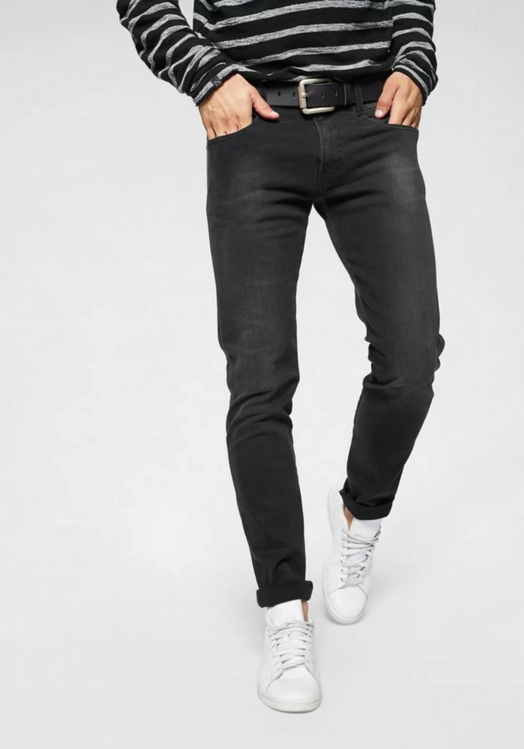 Replay Herren Jeans Anbass - Slim Fit - Grau - Dark Grey Denim günstig online kaufen