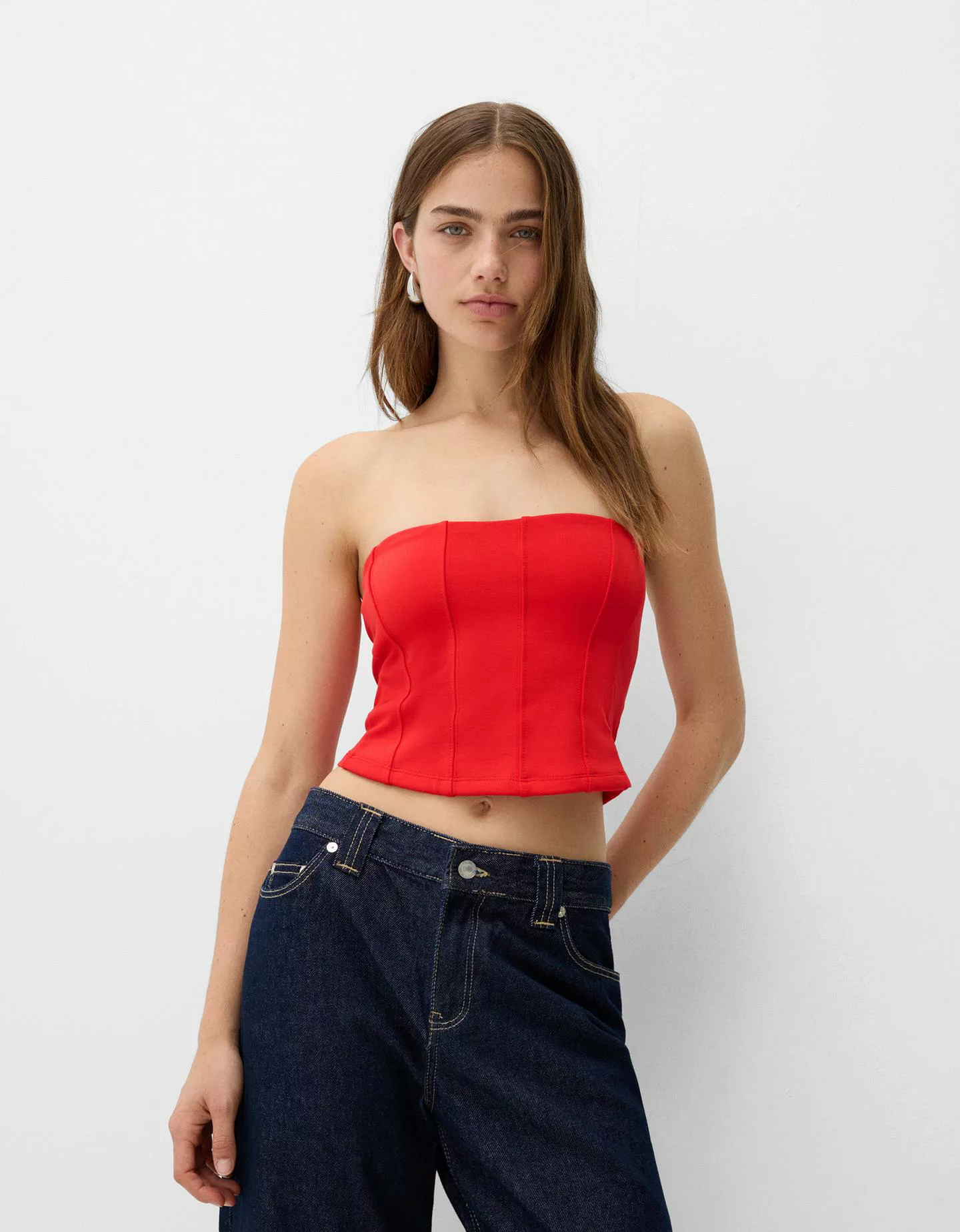 Bershka Bandeau-Top Damen M Rot günstig online kaufen