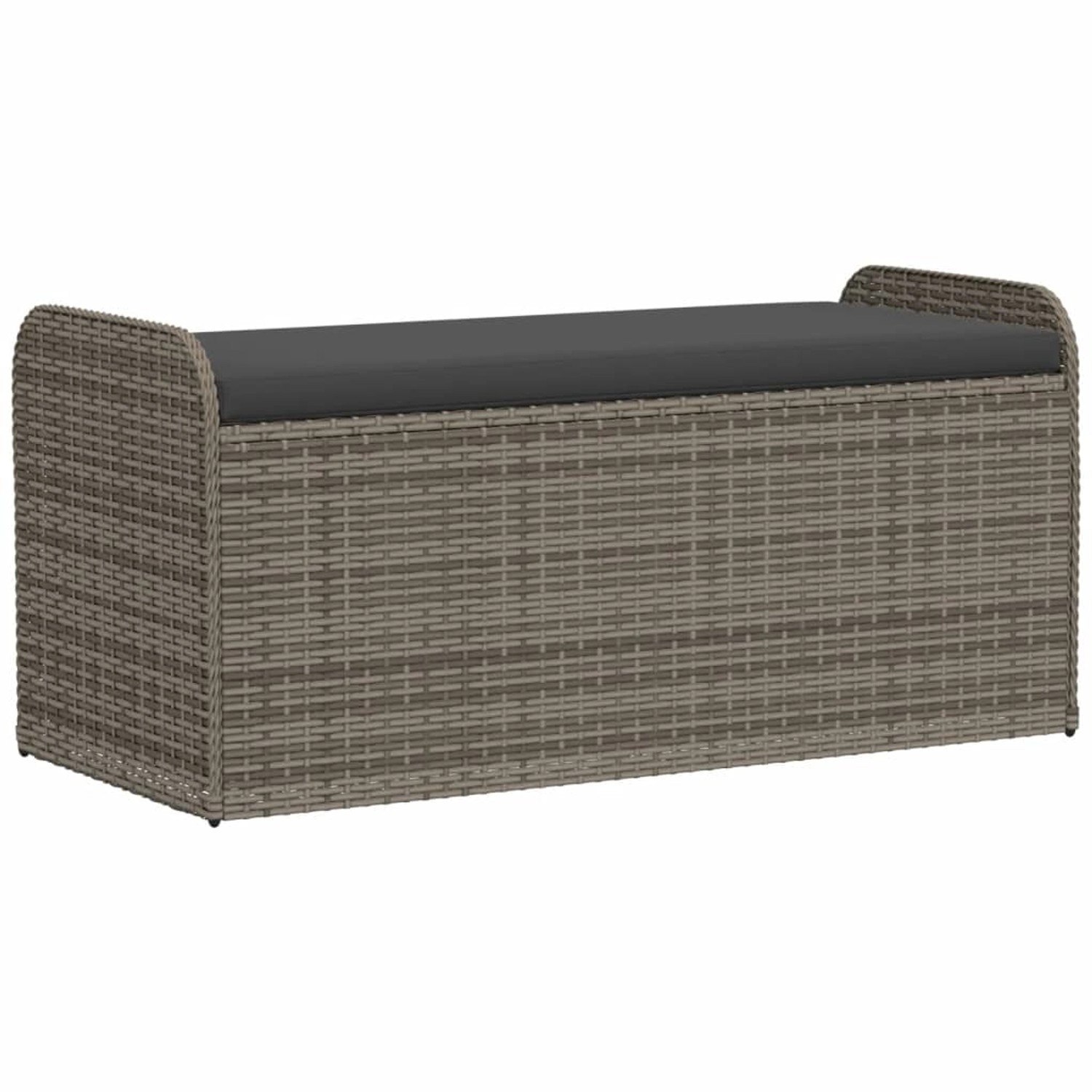 furnicato Sitzbank mit Stauraum & Kissen Grau 115x51x52 cm Poly Rattan günstig online kaufen