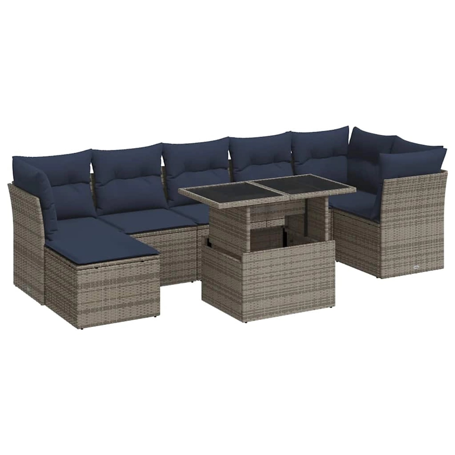vidaXL 8-Tlg Garten-Sofagarnitur mit Kissen Grau Poly Rattan Akazie 3326202 günstig online kaufen