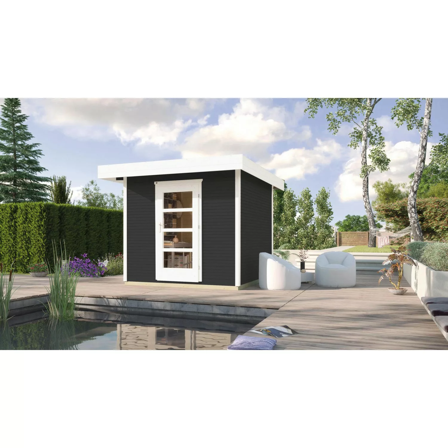 Weka Holz-Gartenhaus/Gerätehaus WekaLine Flachdach Lasiert 235 cm x 316 cm günstig online kaufen