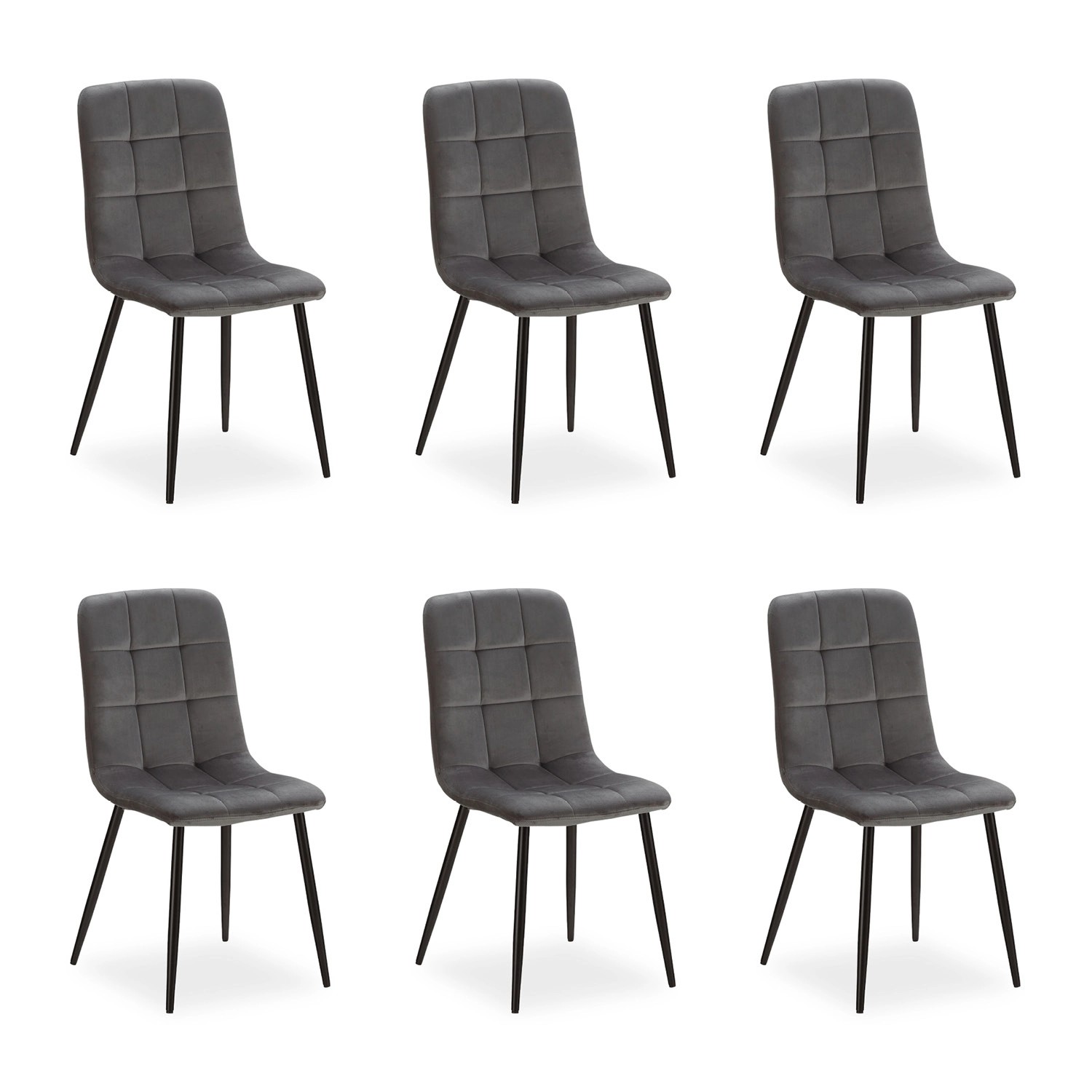 Homestyle4u Esszimmerstuhl 6er Set in Anthrazit Samt 2329 günstig online kaufen