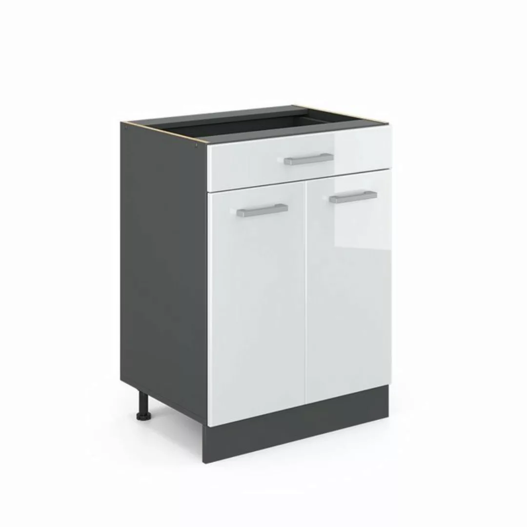 Vicco Unterschrank R-Line, Weiß Hochglanz/Anthrazit, 60 cm, AP Anthrazit günstig online kaufen