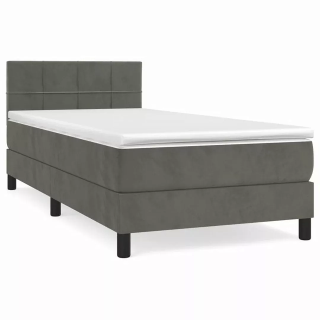 vidaXL Boxspringbett Boxspringbett mit Matratze Dunkelgrau 100x200 cm Samt günstig online kaufen