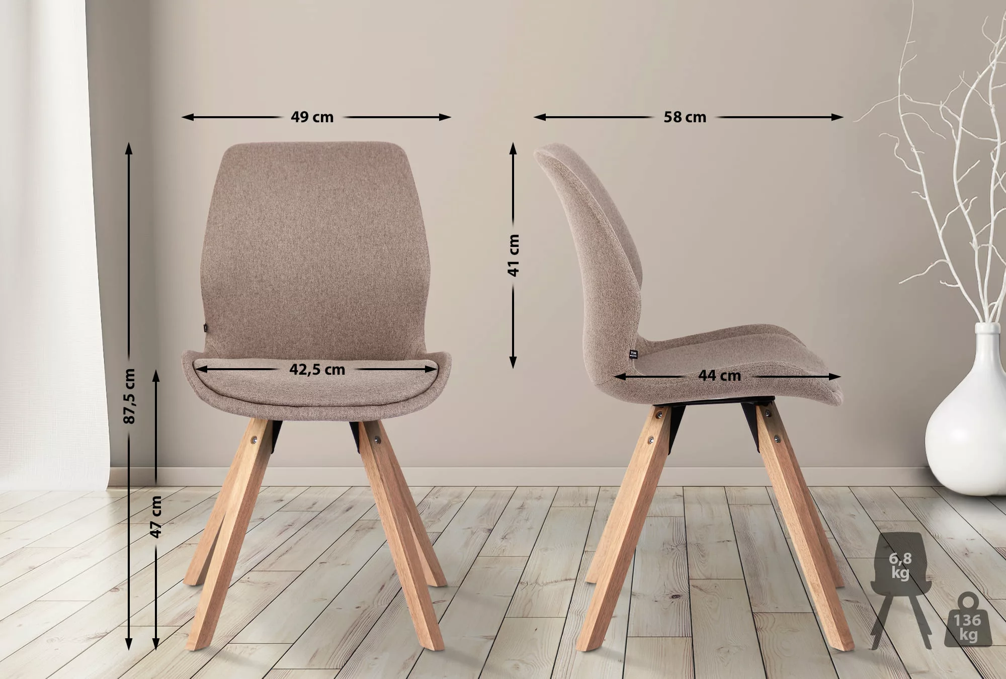 2er Set Stuhl Luna Kunstleder Schwarz günstig online kaufen