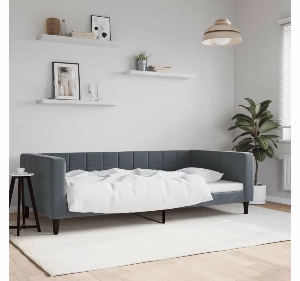 vidaXL Bett, Tagesbett Dunkelgrau 100x200 cm Samt günstig online kaufen