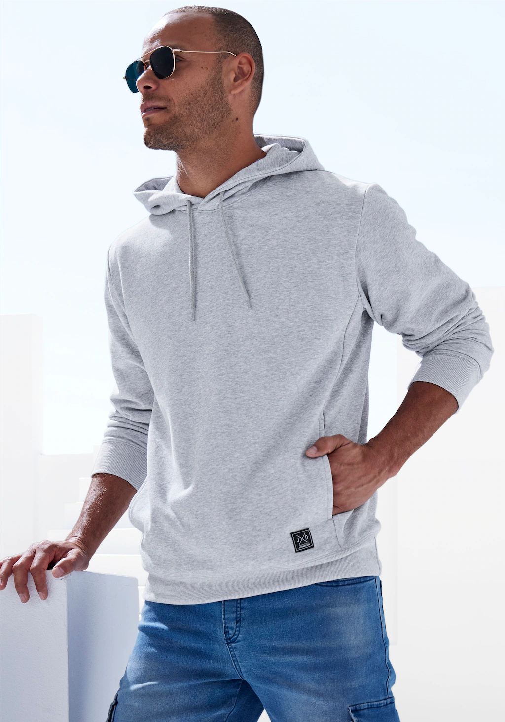 John Devin Hoodie, Langarm, Sweatshirt mit Rundhals und Kapuze, Baumwollmis günstig online kaufen