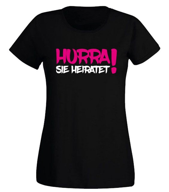 G-graphics T-Shirt Damen T-Shirt - Hurra – Sie heiratet! JGA-Shirt, Polters günstig online kaufen