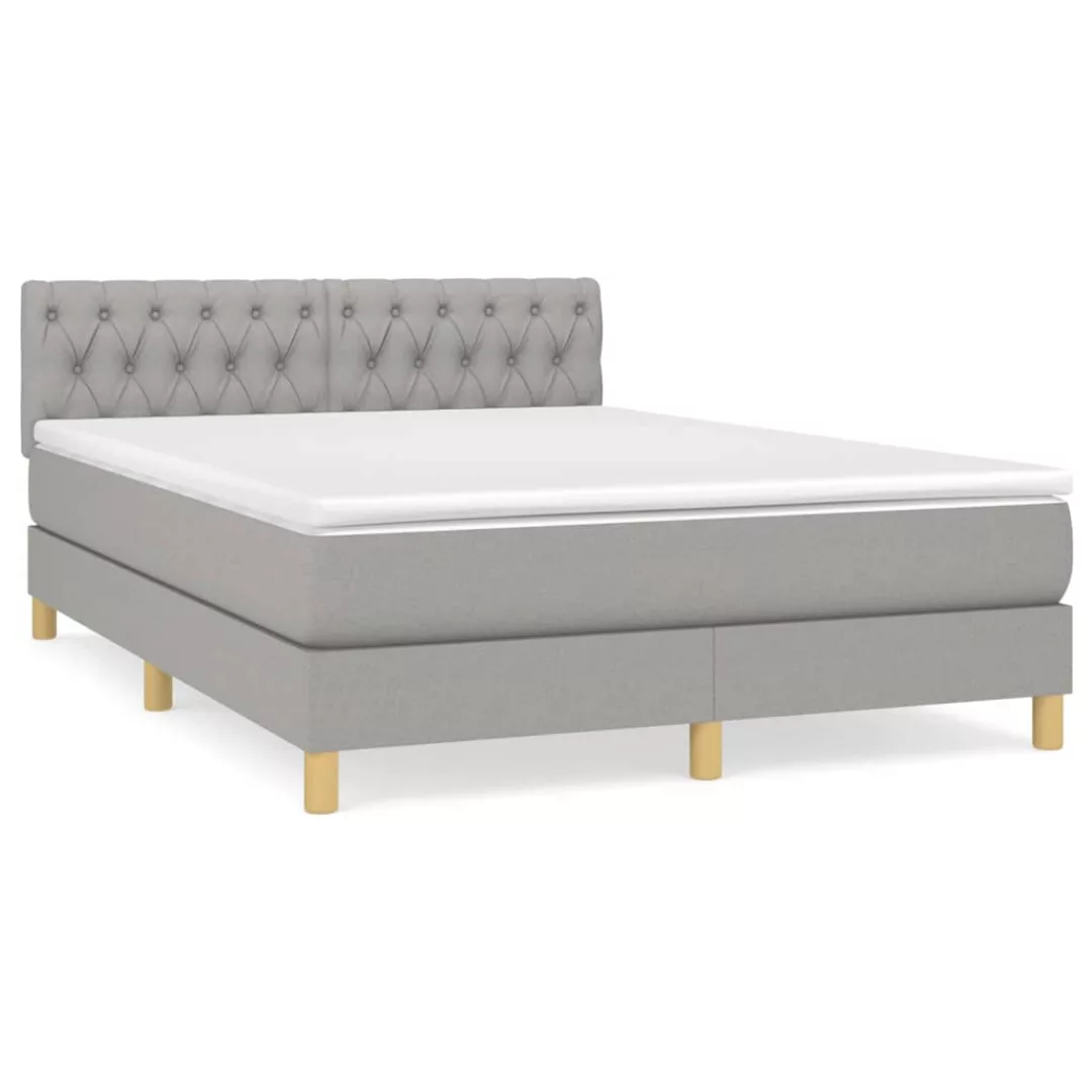 Vidaxl Boxspringbett Mit Matratze Hellgrau 140x200 Cm Stoff günstig online kaufen