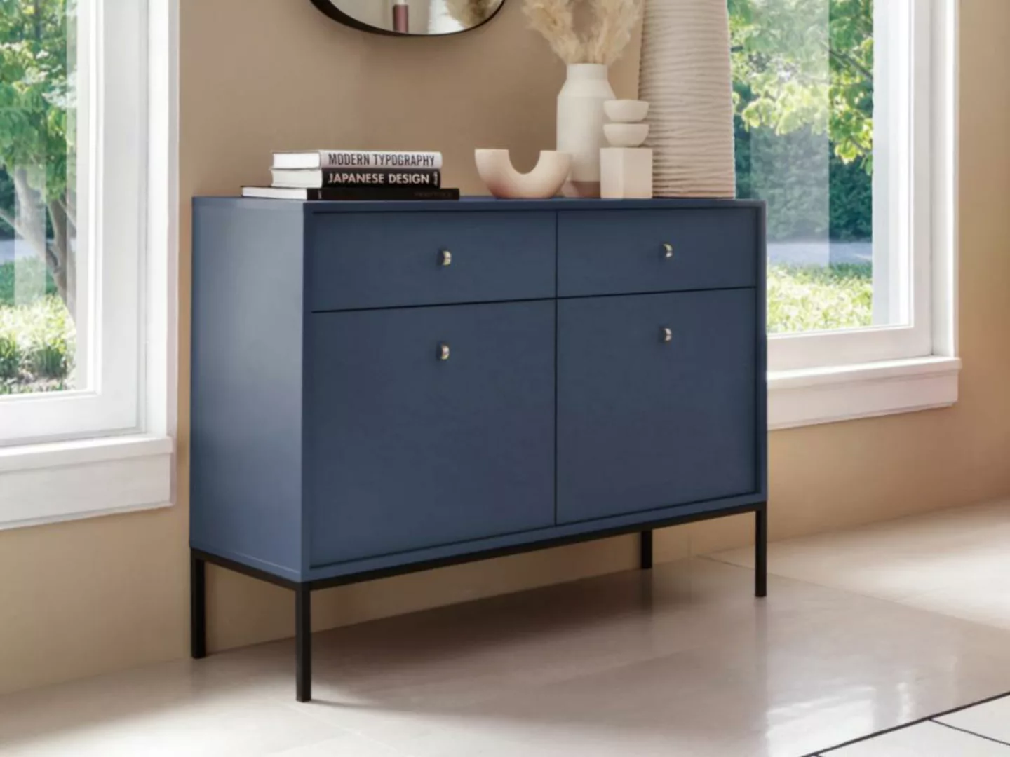 Sideboard mit 2 Türen & 2 Schubladen - Blau - BOGDAN günstig online kaufen