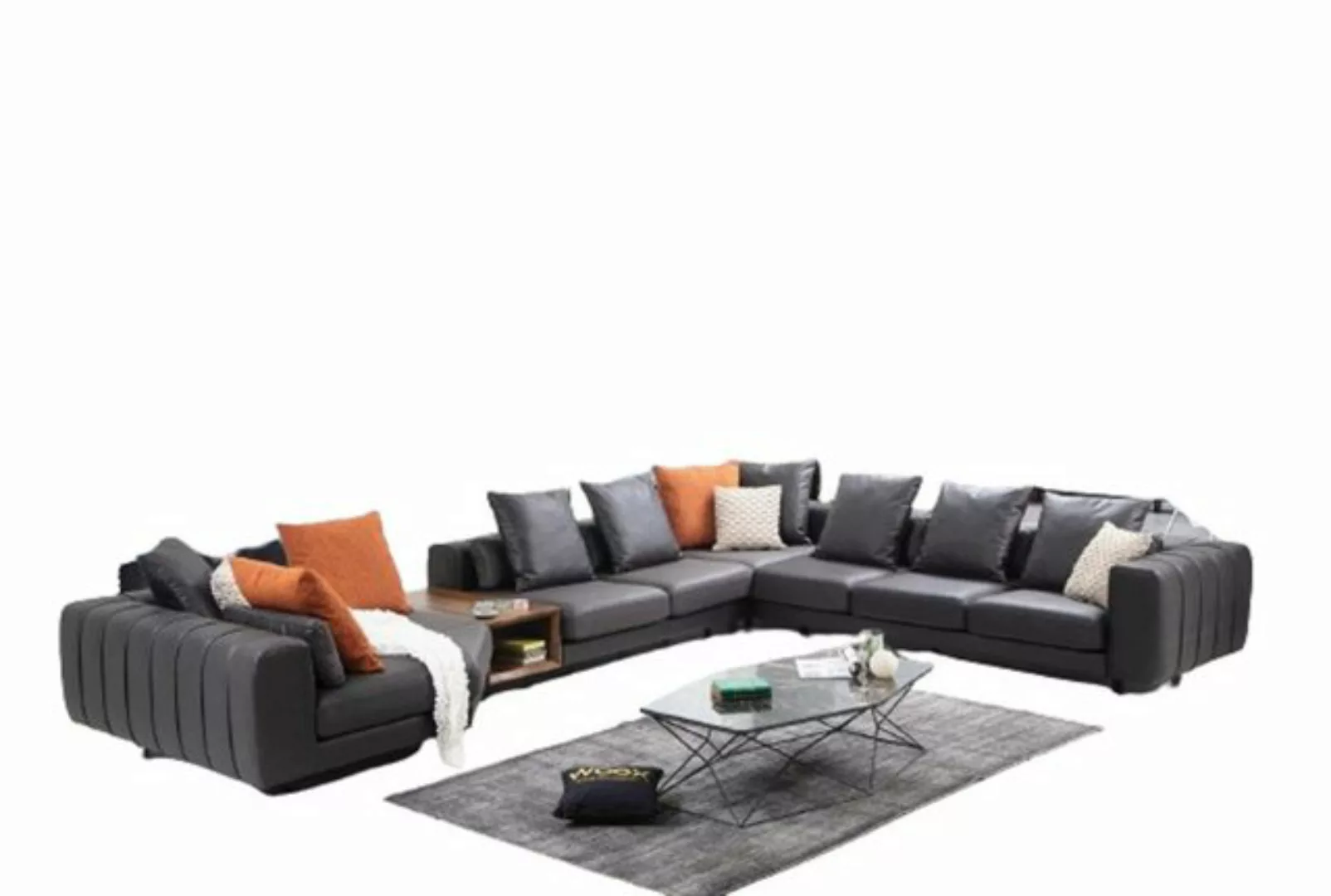 JVmoebel Ecksofa Große Wohnlandschaft Sofa Ecksofa U form Polstersofa Grau günstig online kaufen