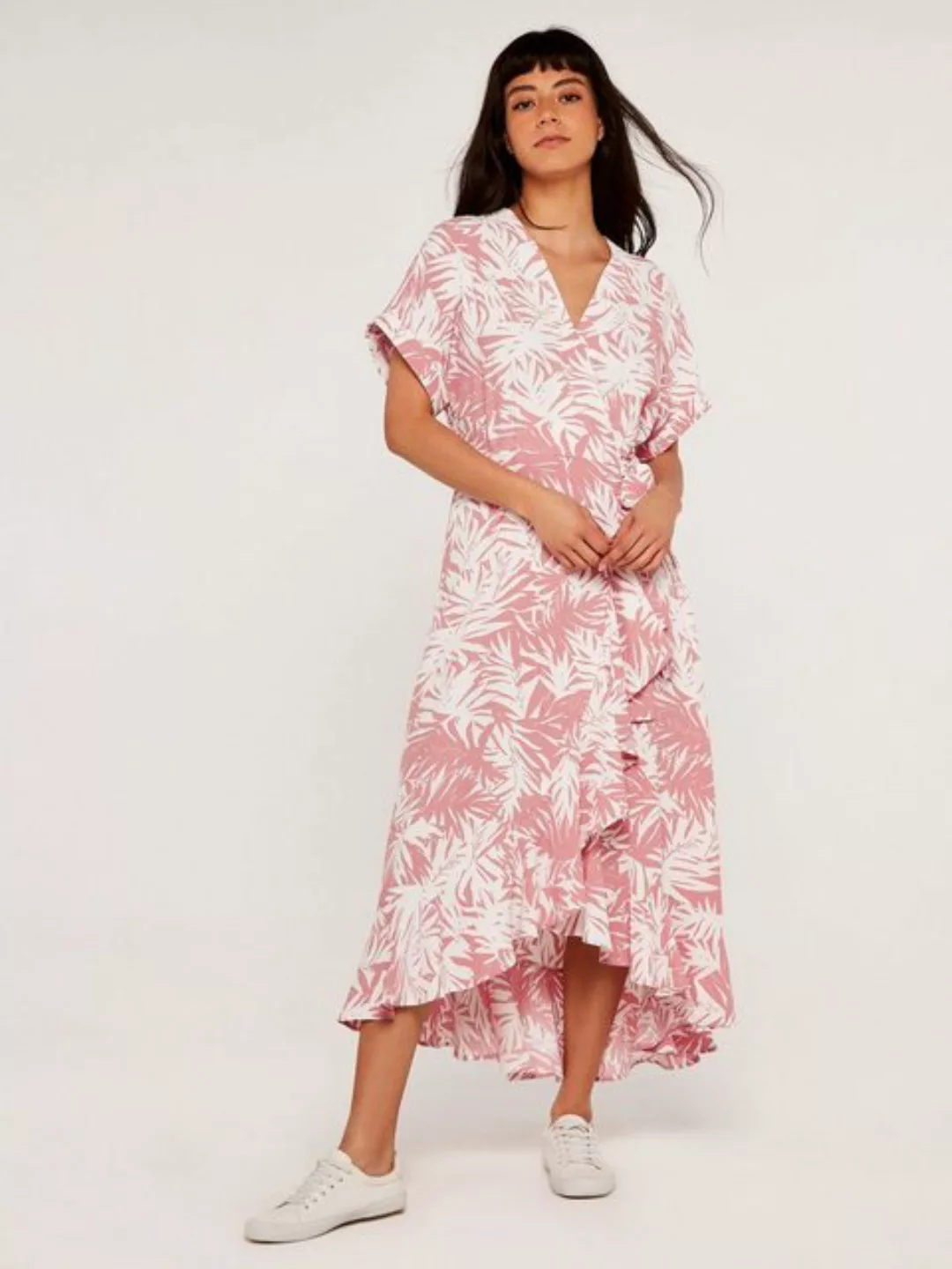 Apricot Sommerkleid gemustert, in Wickeloptik günstig online kaufen