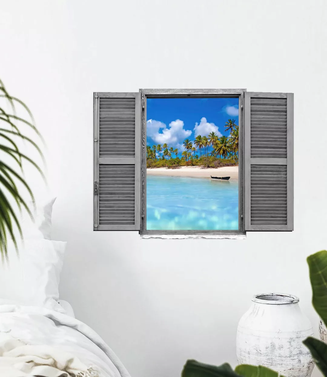 queence Wandtattoo "Strand mit Palmen", (1 St.), Wandbild, selbstklebend, W günstig online kaufen