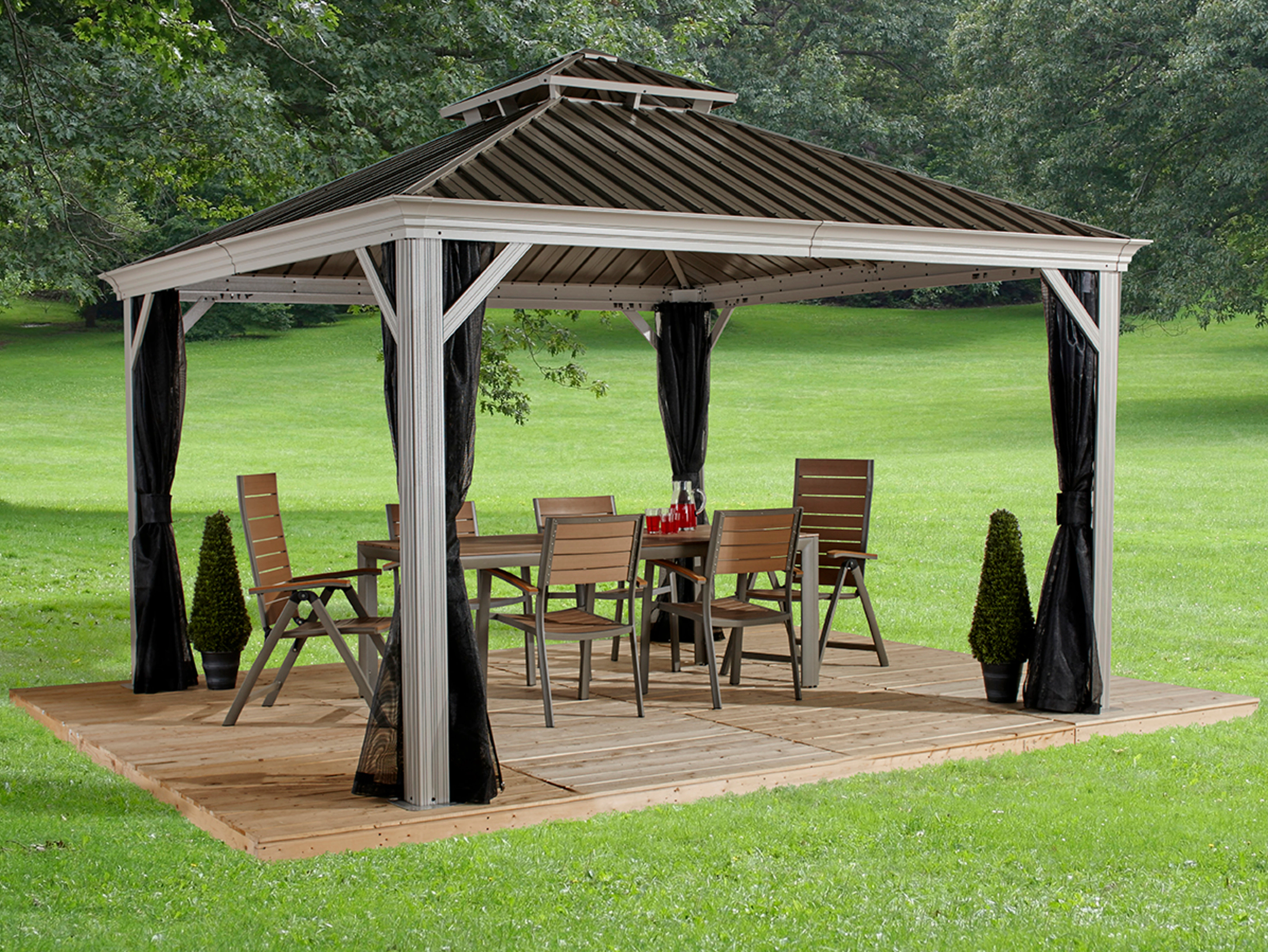 Sojag Pavillon Messina champagner Metall B/H/L: ca. 483x307x363 cm günstig online kaufen