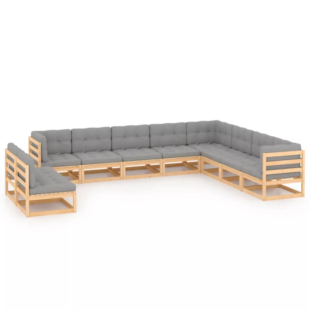 10-tlg. Garten-lounge-set Mit Kissen Kiefer Massivholz günstig online kaufen