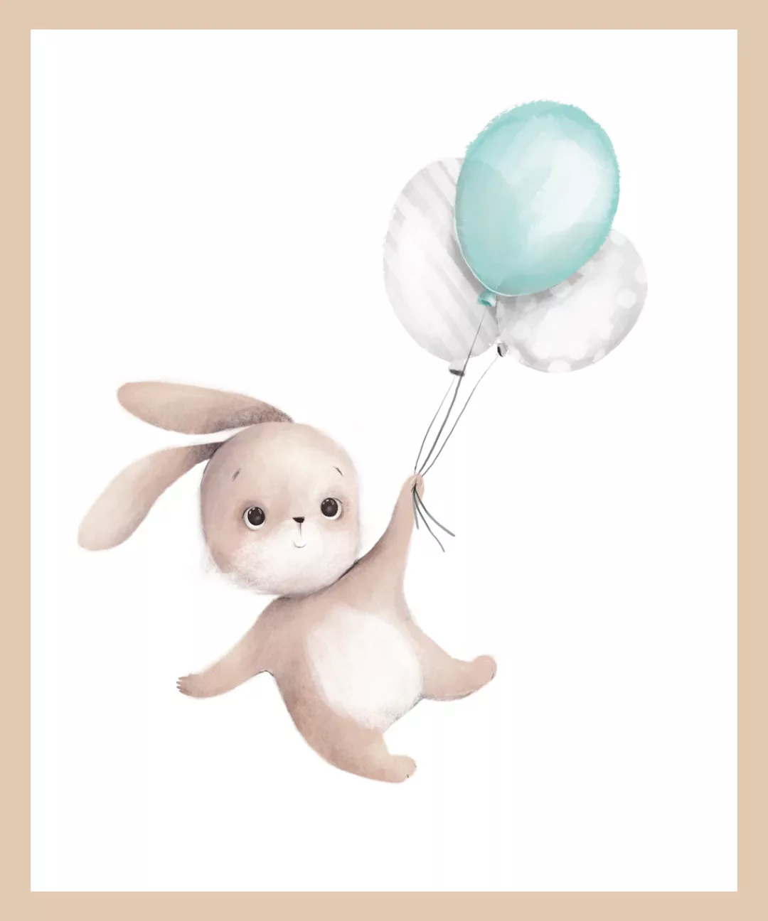 Lüttenhütt Bild mit Rahmen "Fliegender Hase mit Luftballons", Fantasy-Hase- günstig online kaufen