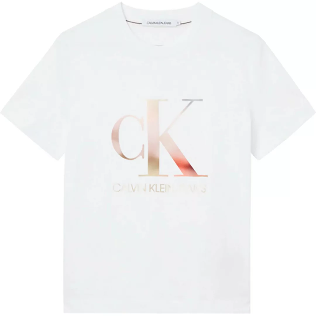 Calvin Klein Jeans Satin Bonded Blurred Kurzärmeliges T-shirt XS Bright Whi günstig online kaufen