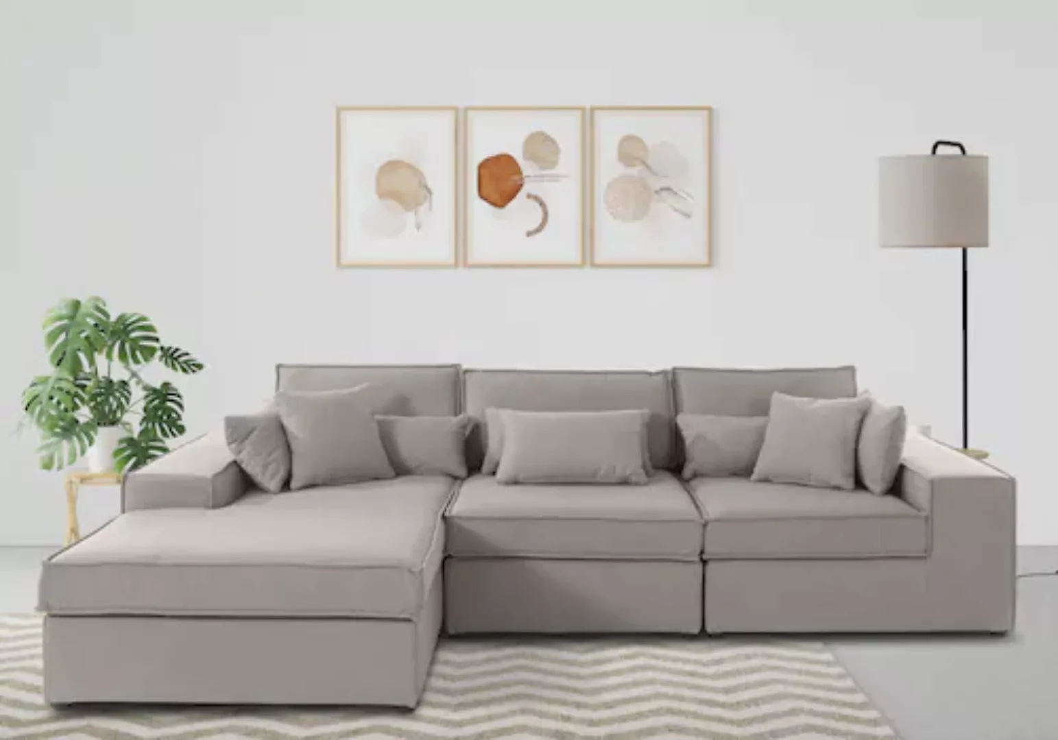 RAUM.ID Ecksofa »Florid L-Form«, 3 Teile, bestehend aus Modulen, viele Bezu günstig online kaufen