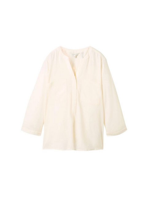 TOM TAILOR Blusenshirt easy shape blouse with linen, Whisper White günstig online kaufen