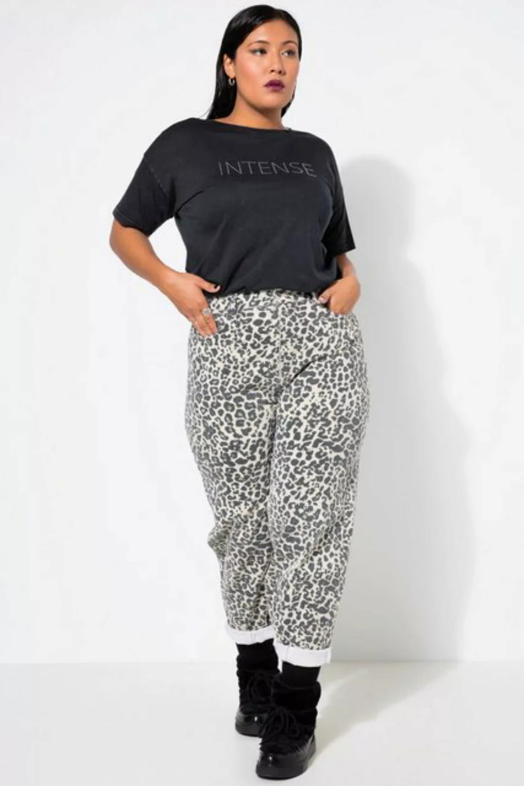 Studio Untold Regular-fit-Jeans Ballon-Jeans High Waist Leoprint 5-Pocket günstig online kaufen