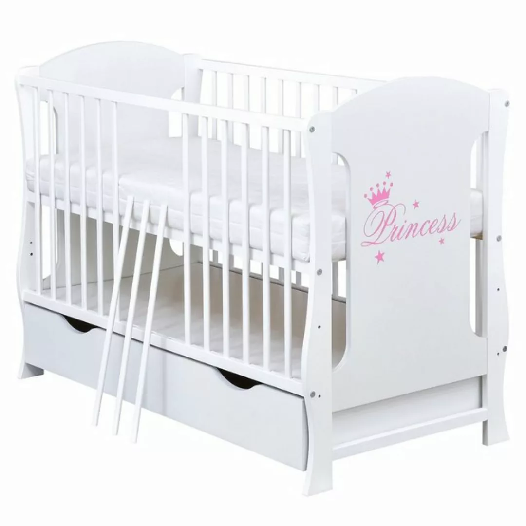 Baby-Delux Babybett Lia Princess, Kinderbett 60x120 cm weiß Schublade Kiefe günstig online kaufen
