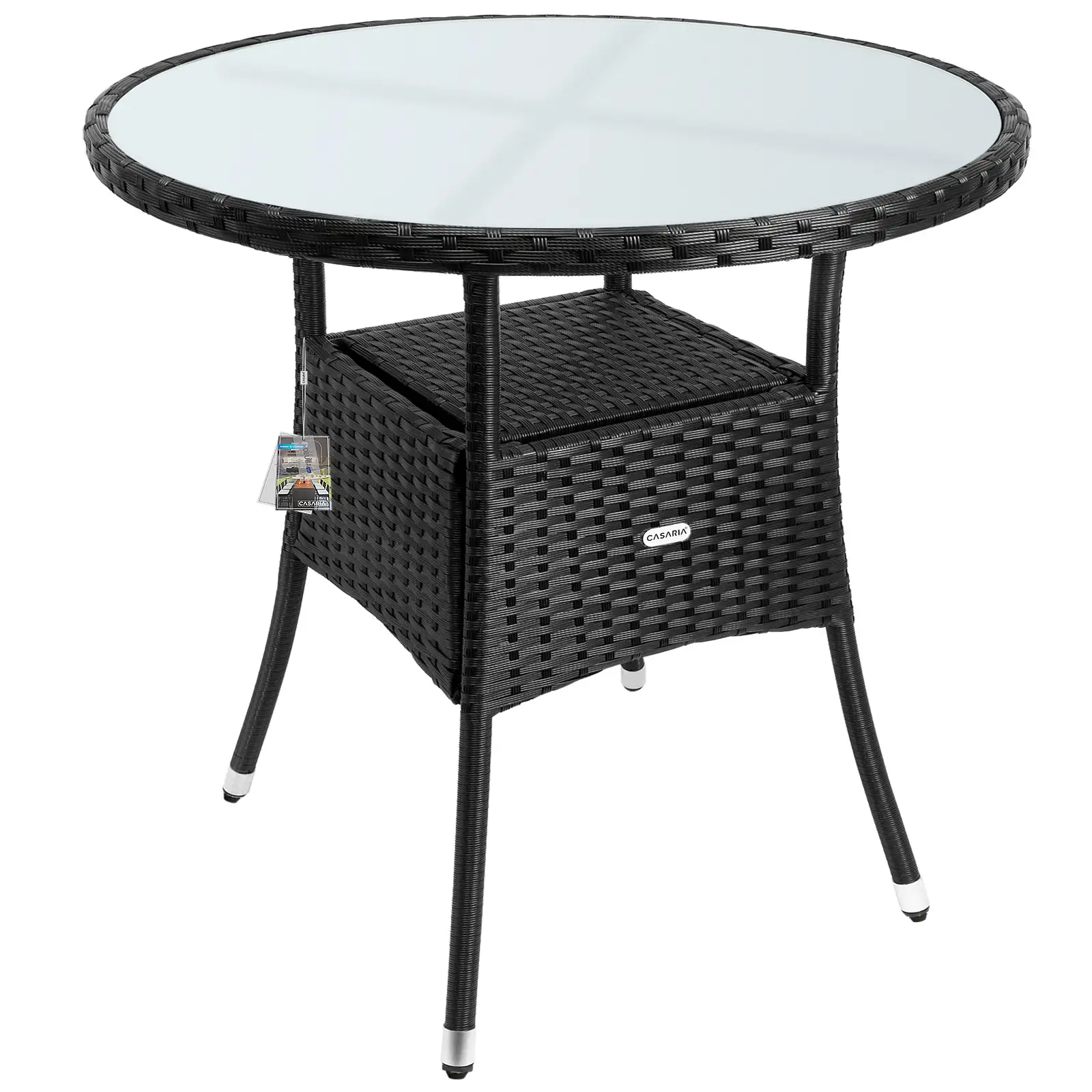 Polyrattan Tisch Schwarz Ø80cm günstig online kaufen
