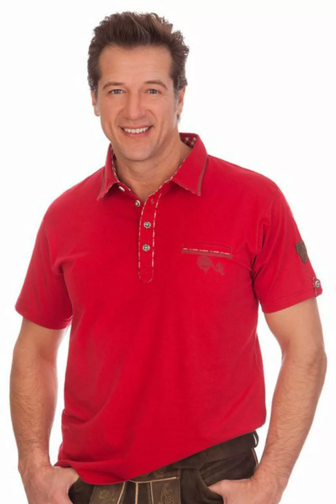Spieth & Wensky Trachtenshirt Trachtenshirt Herren - WASIL - rot günstig online kaufen