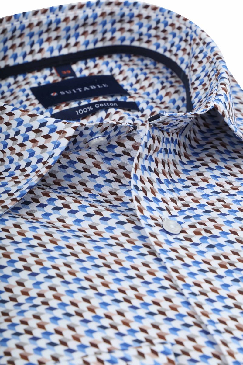 Suitable Hemd Construct Druck Blau - Größe 38 günstig online kaufen
