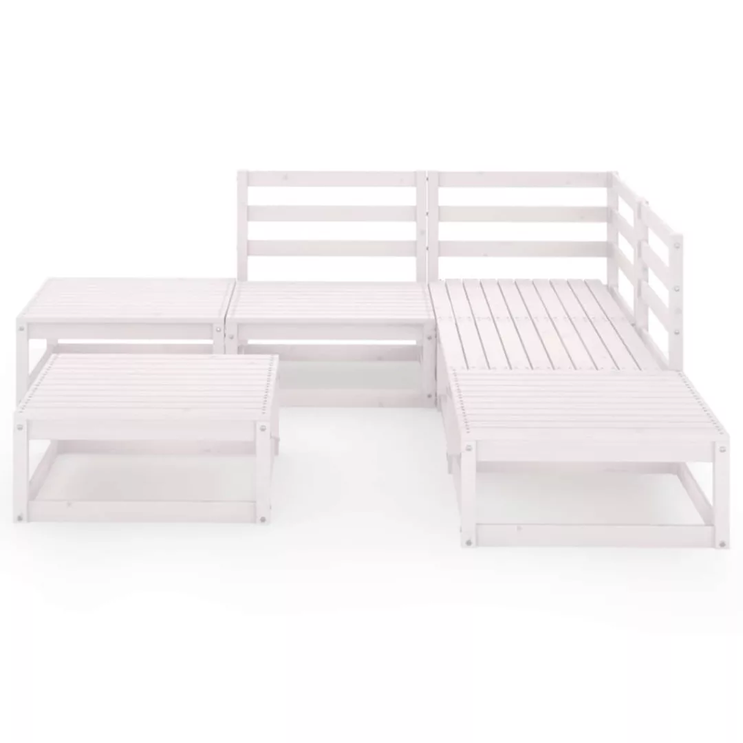 6-tlg. Garten-lounge-set Weiß Kiefer Massivholz günstig online kaufen